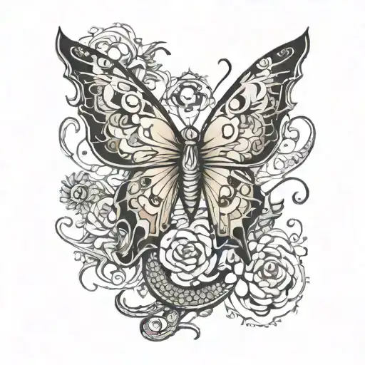 Butterfly And Dragon Wrapped