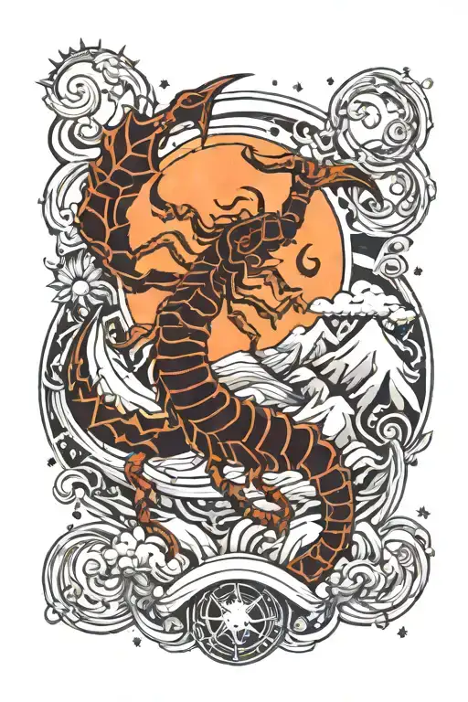 Sun Moon Mountain Scorpio Stars Forming The Shape