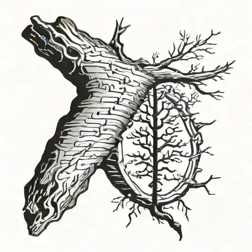 Ogham Writing As A Tree Bark Intertwined Different Types