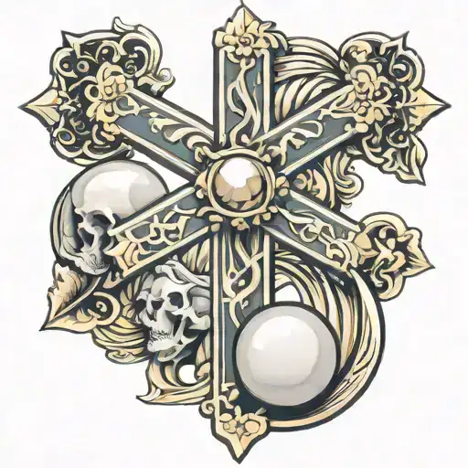 A Cross A Golden Ross A Pearl And A Half Moon