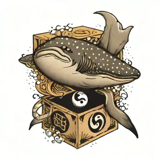 Whale Shark With A Yin And Yang Symbol In A Box With Over Thinker On The Outside