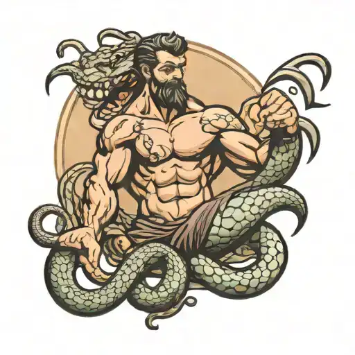 Hercules Strangling And Stabbing Snake