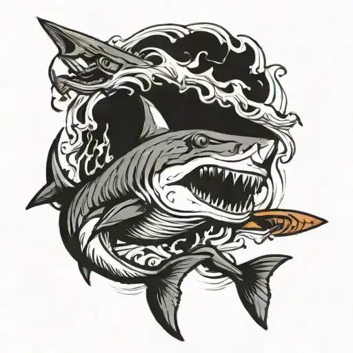 Shark With Beard Surfing