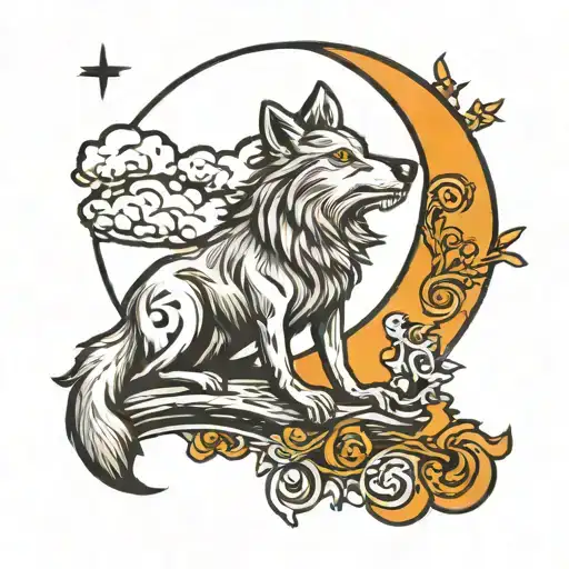 Moon Wolf Howling At The Moon