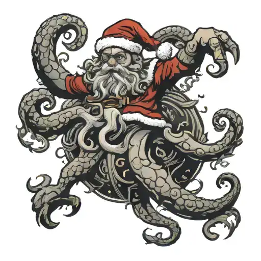 Kraken Santa Claus Fist Fighting