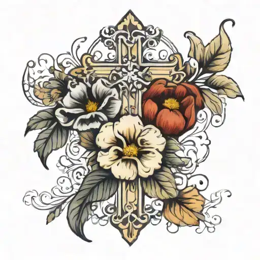 Cross With September And October Birth Flower