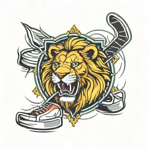 Lion Face With Hockey Rink
