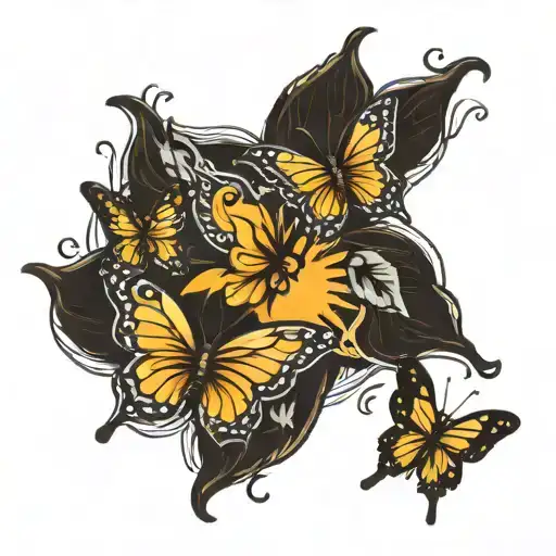 Sun With Butterflies Fluttering