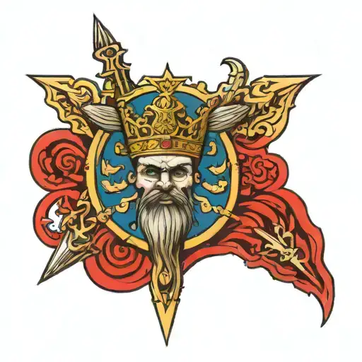 Caricature On Russia Ukraine Trident Symbol