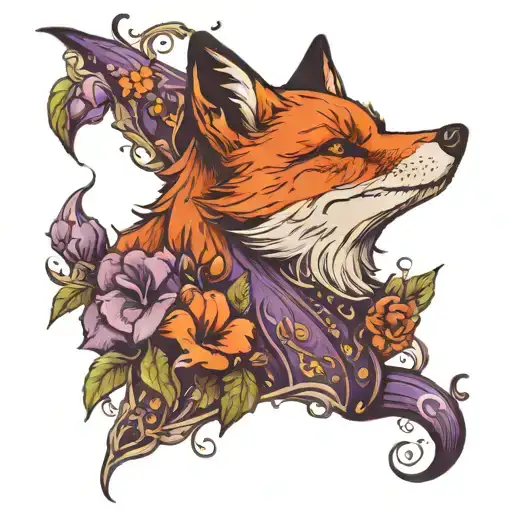 A Fox Smoking In A Violet Garden
