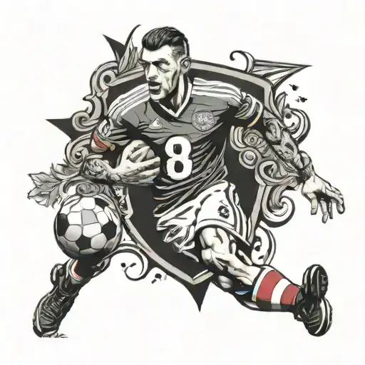 Football Tattoo On Leg With Numer 98