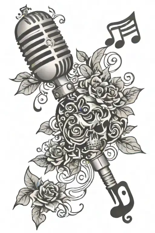 Incorporate Turkish Rap Lyrics Into A Design Featuring A Microphone And Music Notes