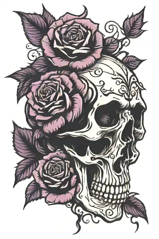 Skull Rose Black Purple Flowers