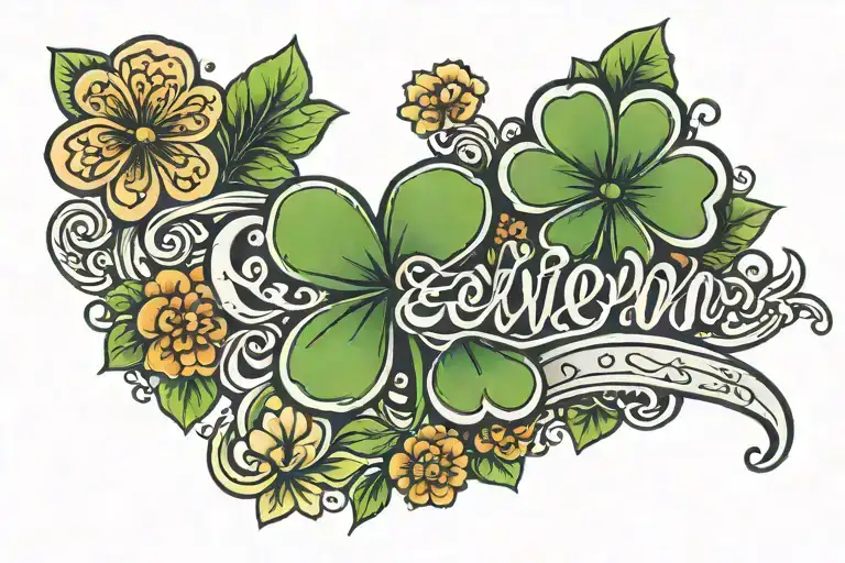 The Name Evelyn With 4 Leaf Clover