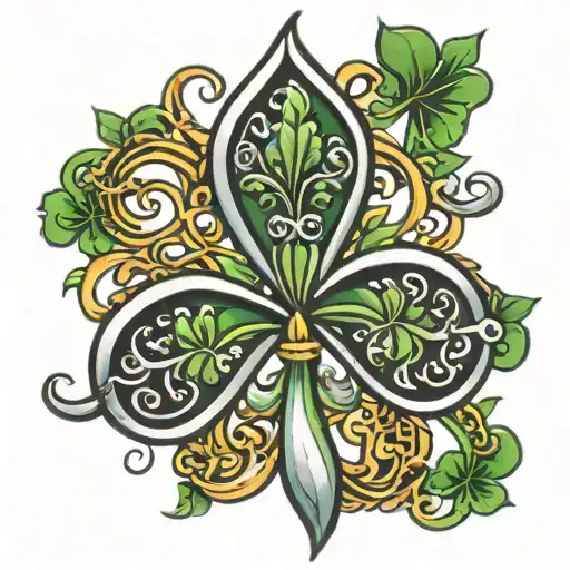 Fleur Di Lis And A Shamrock Intertwined