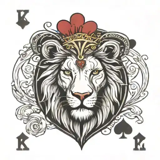 Rectangular King Of Hearts Playing Card But One Face Is A Lion And The Other Face Is A Lamb