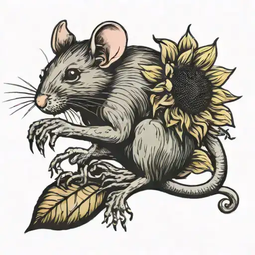 Rat Holding Sunflower
