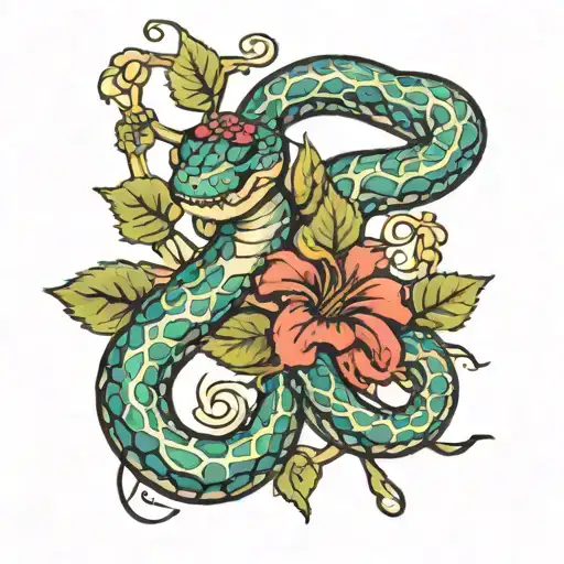 Wine Grapevines Pharmacy Snake With Flowers