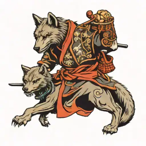 Samurai With Wolf