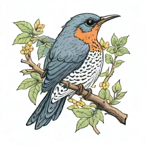 I Want A Tattoo Of A Flying Rufous-bellied Thrush Bird