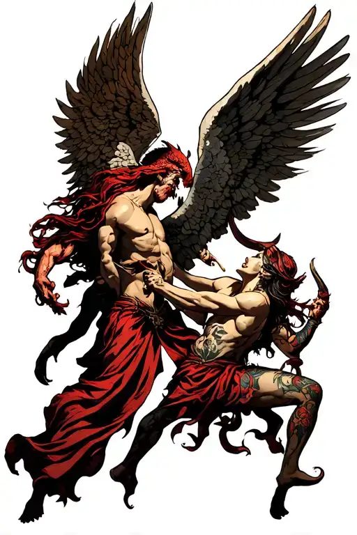 Angel And Demon Fight On The Sleeve