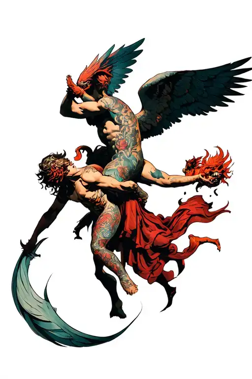 Angel And Demon Fight On The Sleeve