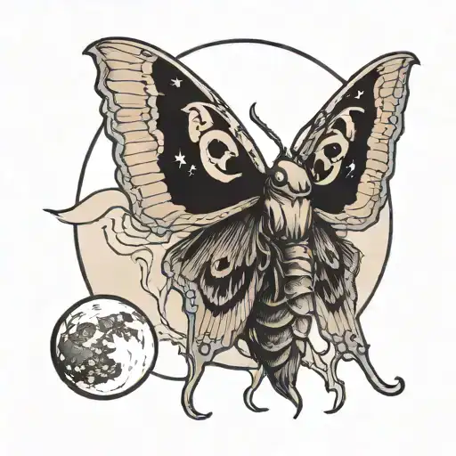 Death Moth With Moon