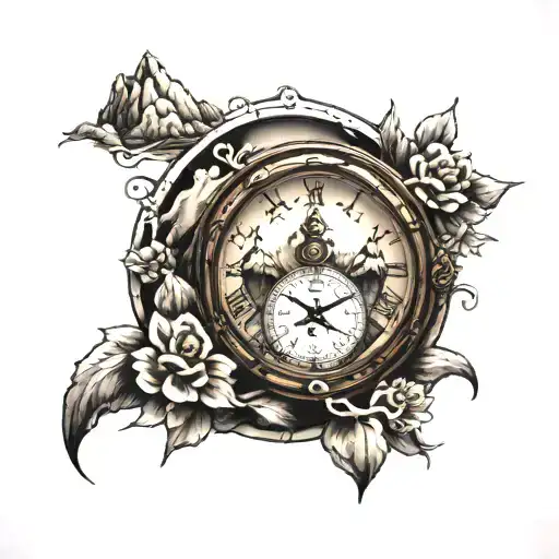 Mountains With Clock Shoulder