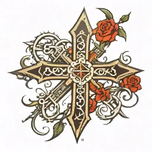 Christian Cross With Thorns