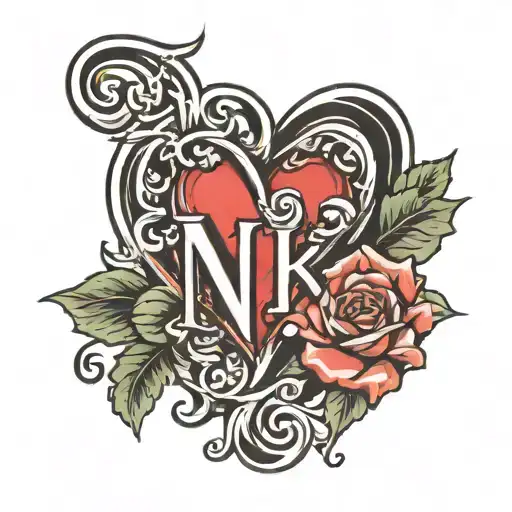 Nk Initial With Broken Heart