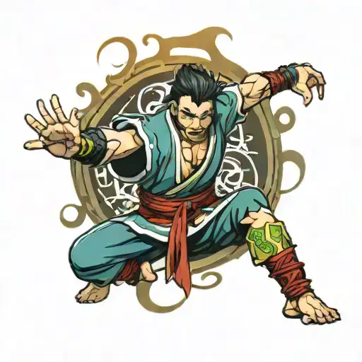 Tanjiro Kamado Performing The Hinokami Kagura Into The Mortal Kombat Symbol