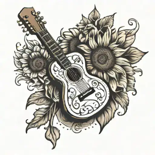 A Guitar With A Sunflower