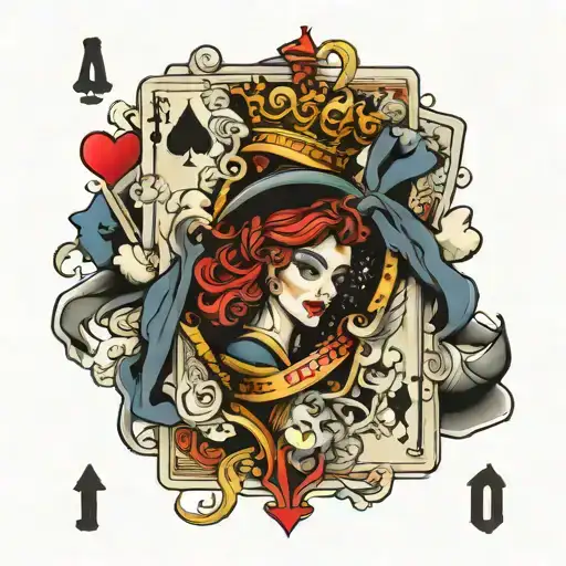 Full House Cards Forming Spades Ace Card Clover Ace Queen Of Diamonds Queen Of Hearts And Joker