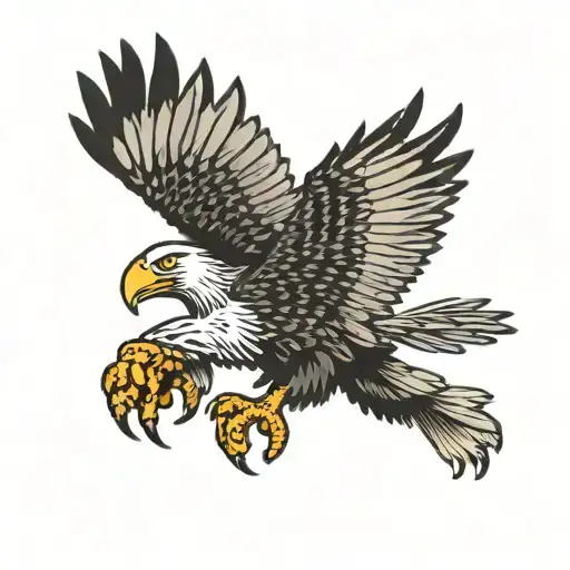 Blad Eagle Flying With Wings Spread And Talons Reaching Out