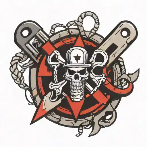 Nurse Symbol With Wrench And Barbed Wire Wrapped