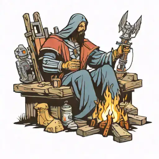 Jesus And Optimus Prime Sitting Around A Campfire