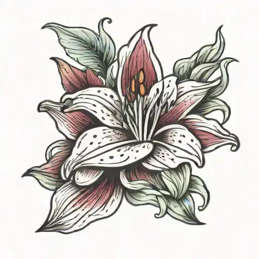 Ruby Blooming Out Of A Lily Flower