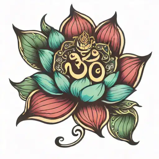 Om And Lotus Flower Blooming