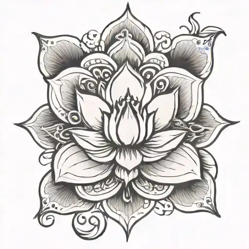 Om And Lotus Flower Emerging