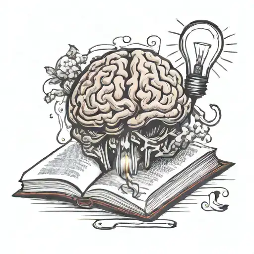 Open Book With A Lightbulb Half Brain Coming Out