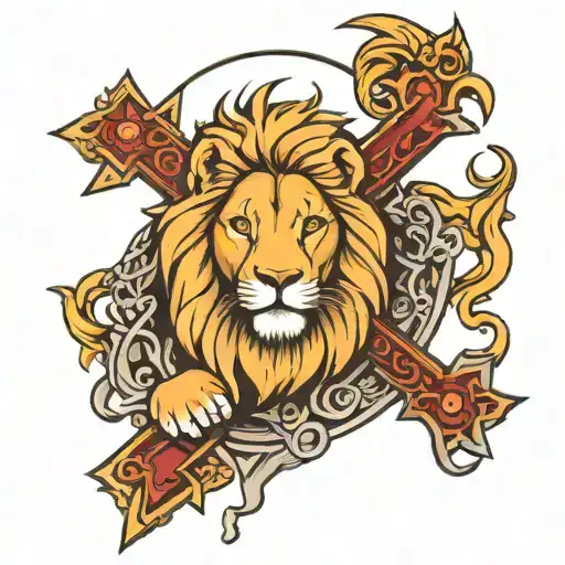 Cross Jesus And Lion Wearing