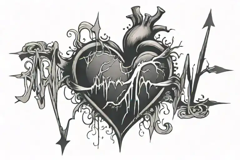 Ekg Line With Broken Heart
