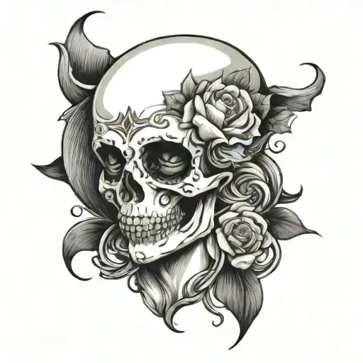 Skull Women Tattoo Design