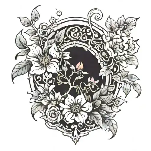 Flowers In A Dark Cave Entrance