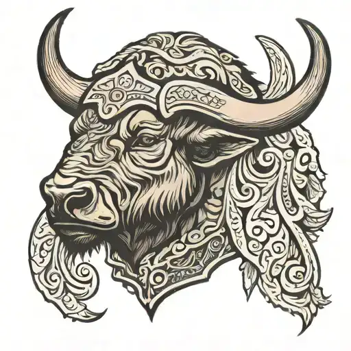 Buffalo Head With Cowboy Sleeve