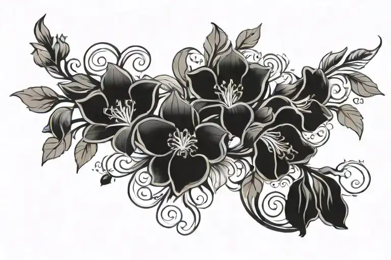 Black Freesia Tattoo For Arm