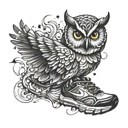 Owl And Running Shoe