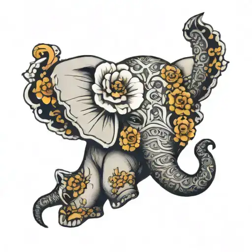 Flowers Elephant Moon