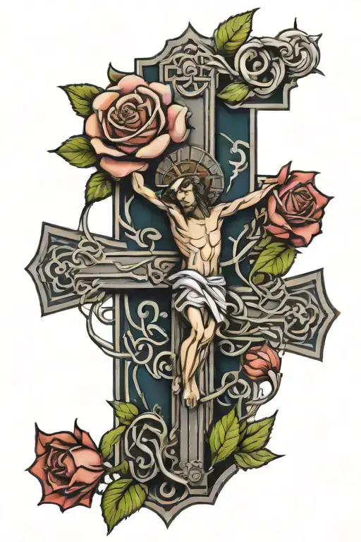 Crucifix With A Rose Twisting