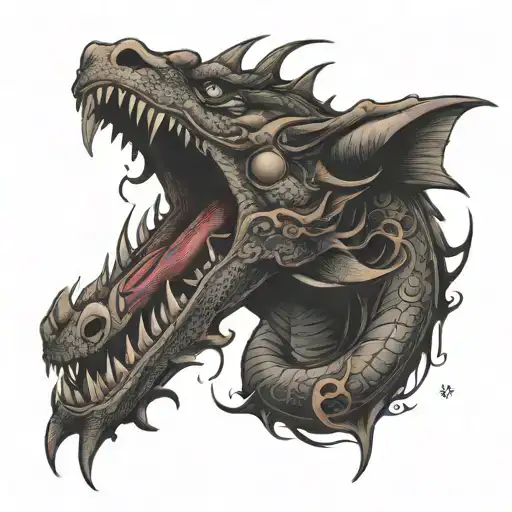 Bi-cursive Affectivity Dragon Two Head Bitten